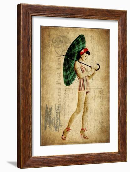 Pinup Girl in the Shade-GI ArtLab-Framed Giclee Print