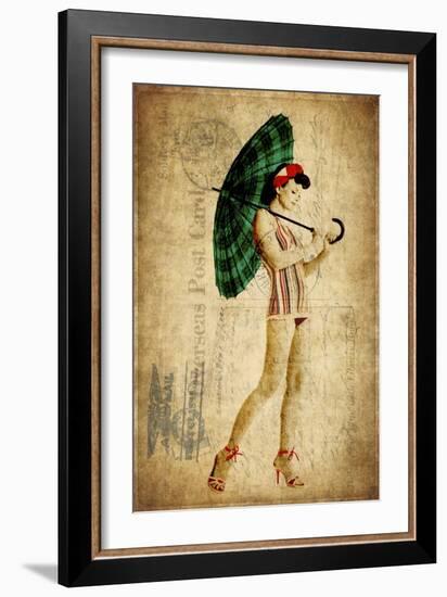 Pinup Girl in the Shade-GI ArtLab-Framed Giclee Print