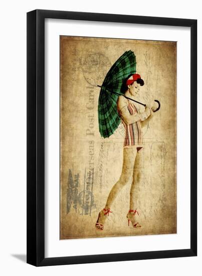 Pinup Girl in the Shade-GI ArtLab-Framed Giclee Print