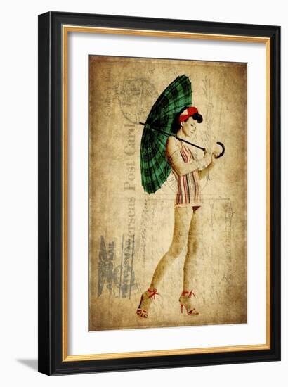 Pinup Girl in the Shade-GI ArtLab-Framed Giclee Print