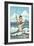 Pinup Girl Surf Fishing-Lantern Press-Framed Art Print