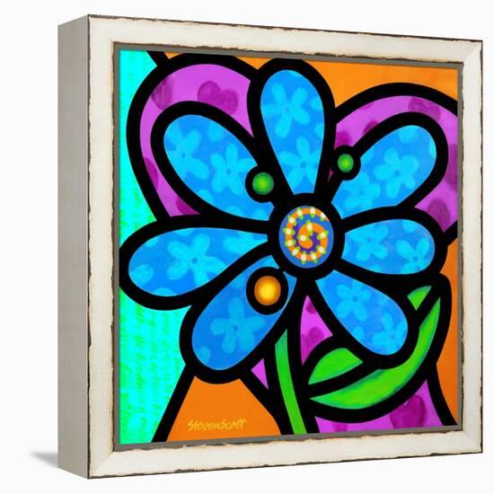 Pinwheel Daisy Blue-Steven Scott-Framed Premier Image Canvas