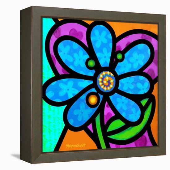 Pinwheel Daisy Blue-Steven Scott-Framed Premier Image Canvas