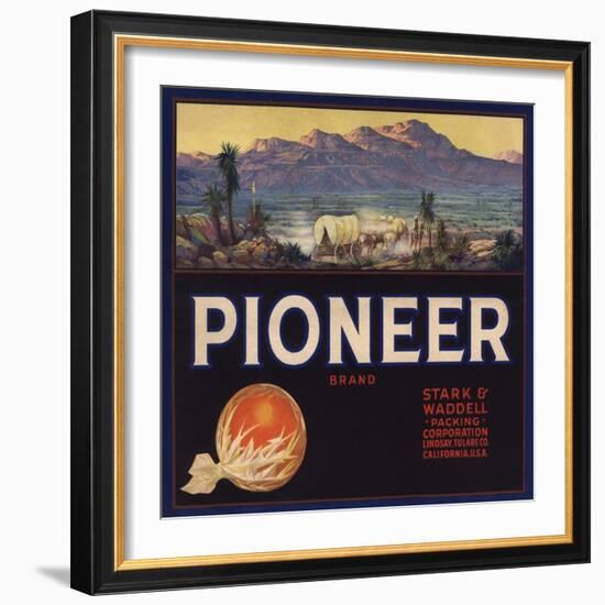 Pioneer Brand - Lindsay, California - Citrus Crate Label-Lantern Press-Framed Art Print