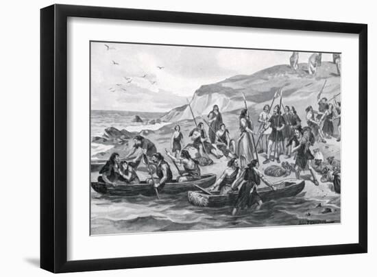 Pioneer Colonists Head for 'Britain'-G.F. Scott Elliot-Framed Art Print