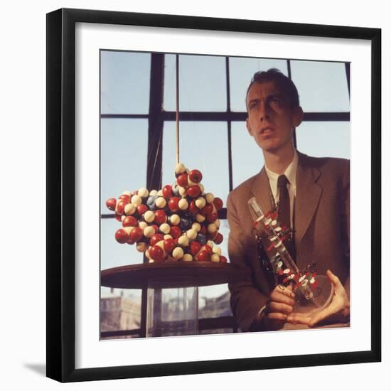 Pioneer Geneticist Biologist James Watson with Molecular Model of DNA-Andreas Feininger-Framed Premium Photographic Print