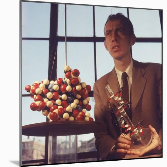 Pioneer Geneticist Biologist James Watson with Molecular Model of DNA-Andreas Feininger-Mounted Premium Photographic Print