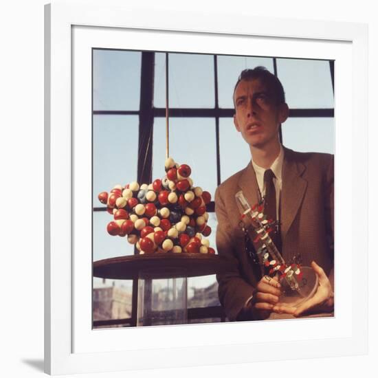 Pioneer Geneticist Biologist James Watson with Molecular Model of DNA-Andreas Feininger-Framed Premium Photographic Print