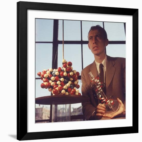 Pioneer Geneticist Biologist James Watson with Molecular Model of DNA-Andreas Feininger-Framed Premium Photographic Print