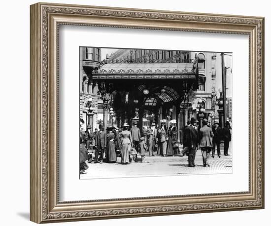 Pioneer Square and Pergola Crowds - Seattle, WA-Lantern Press-Framed Art Print