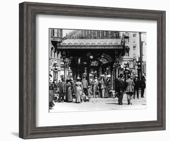 Pioneer Square and Pergola Crowds - Seattle, WA-Lantern Press-Framed Art Print