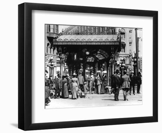 Pioneer Square and Pergola Crowds - Seattle, WA-Lantern Press-Framed Art Print