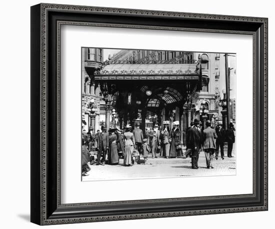 Pioneer Square and Pergola Crowds - Seattle, WA-Lantern Press-Framed Art Print