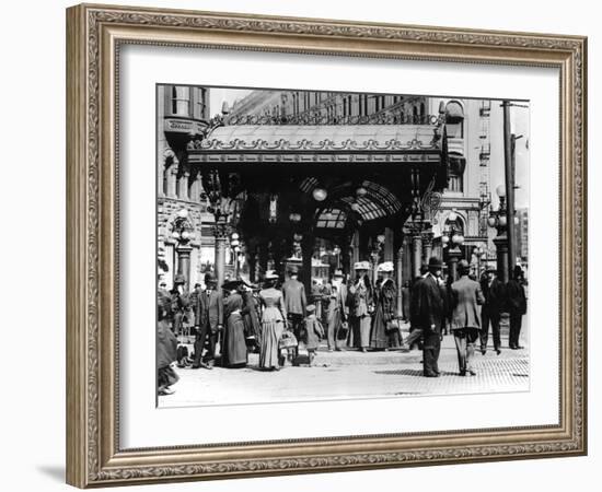 Pioneer Square and Pergola Crowds - Seattle, WA-Lantern Press-Framed Art Print