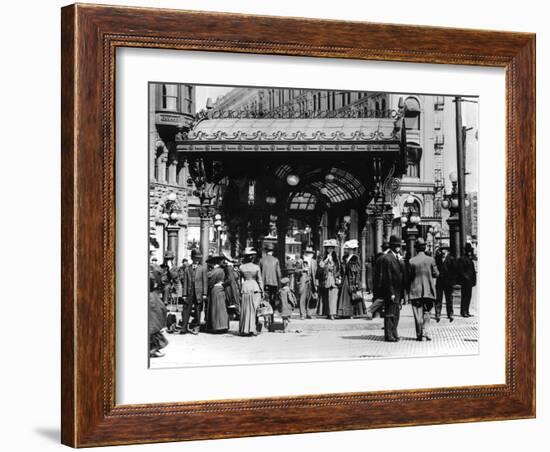 Pioneer Square and Pergola Crowds - Seattle, WA-Lantern Press-Framed Art Print