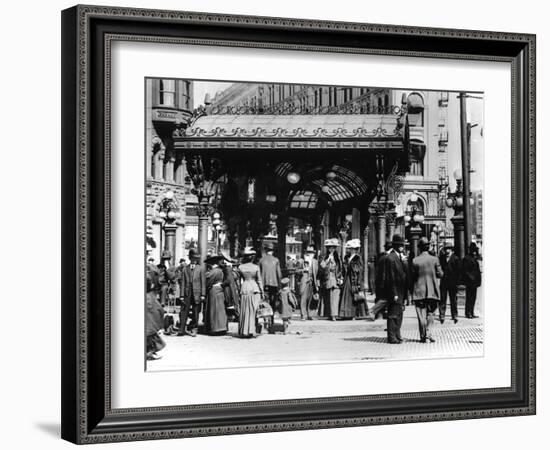 Pioneer Square and Pergola Crowds - Seattle, WA-Lantern Press-Framed Art Print