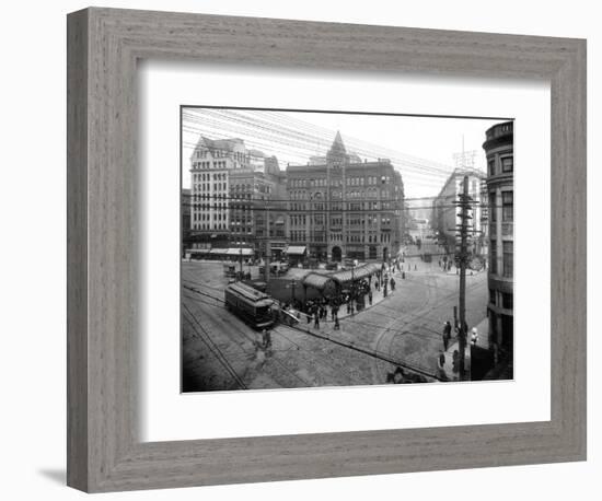 Pioneer Square Panoramic View - Seattle, WA-Lantern Press-Framed Art Print