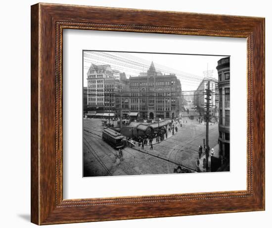 Pioneer Square Panoramic View - Seattle, WA-Lantern Press-Framed Art Print