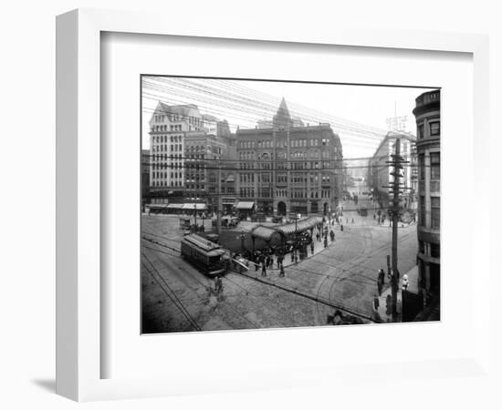 Pioneer Square Panoramic View - Seattle, WA-Lantern Press-Framed Art Print