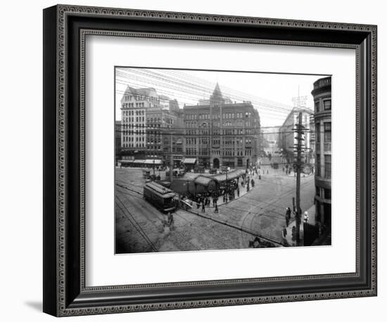 Pioneer Square Panoramic View - Seattle, WA-Lantern Press-Framed Art Print