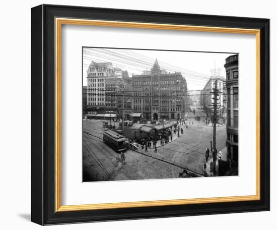 Pioneer Square Panoramic View - Seattle, WA-Lantern Press-Framed Art Print