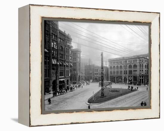 Pioneer Square, Seattle, WA-Asahel Curtis-Framed Premier Image Canvas