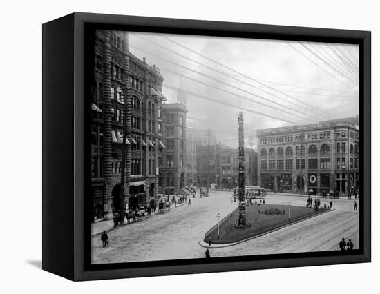 Pioneer Square, Seattle, WA-Asahel Curtis-Framed Premier Image Canvas