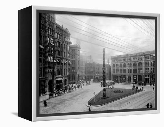 Pioneer Square, Seattle, WA-Asahel Curtis-Framed Premier Image Canvas