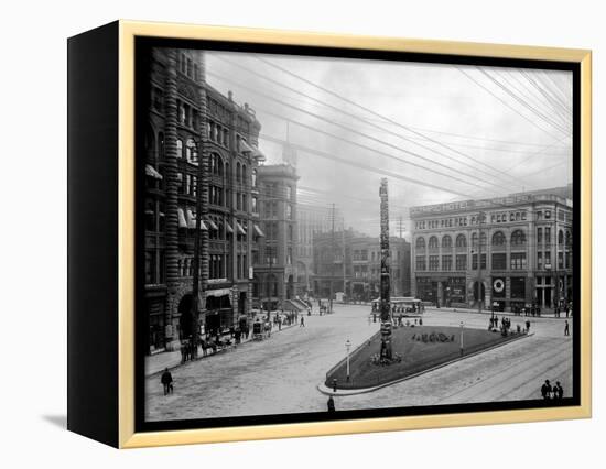 Pioneer Square, Seattle, WA-Asahel Curtis-Framed Premier Image Canvas