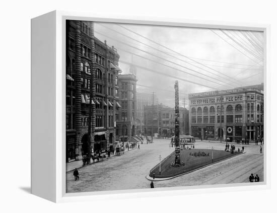 Pioneer Square, Seattle, WA-Asahel Curtis-Framed Premier Image Canvas