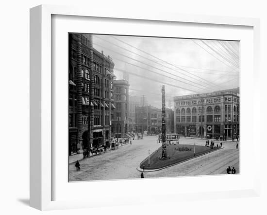 Pioneer Square, Seattle, WA-Asahel Curtis-Framed Giclee Print