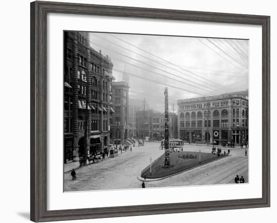 Pioneer Square, Seattle, WA-Asahel Curtis-Framed Giclee Print