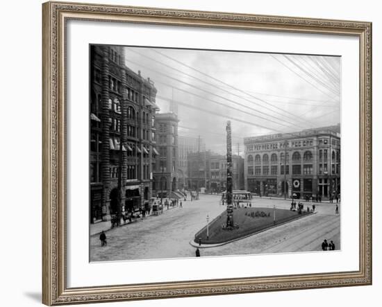 Pioneer Square, Seattle, WA-Asahel Curtis-Framed Giclee Print