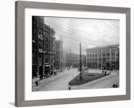 Pioneer Square, Seattle, WA-Asahel Curtis-Framed Giclee Print