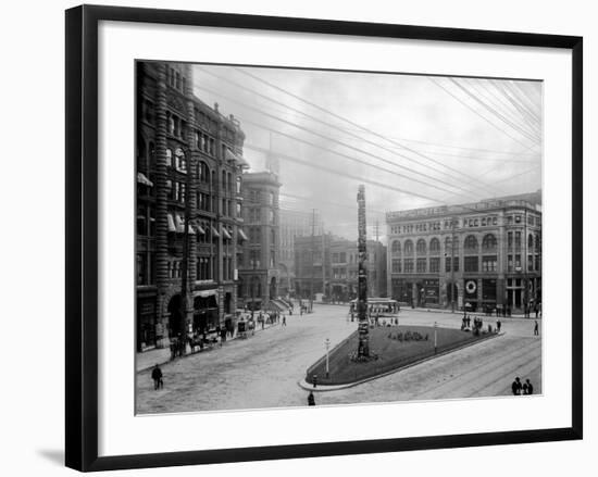 Pioneer Square, Seattle, WA-Asahel Curtis-Framed Giclee Print