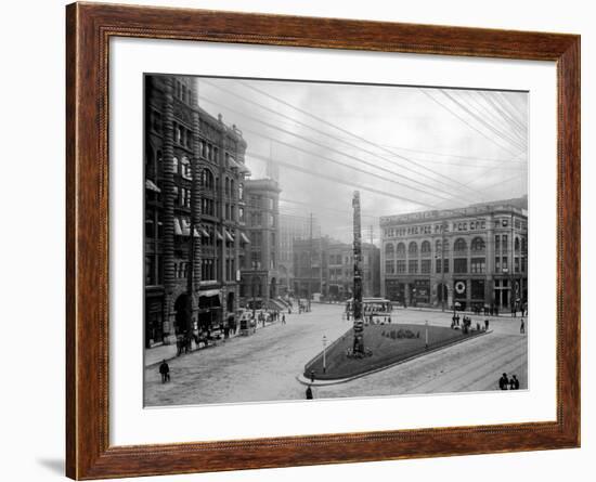 Pioneer Square, Seattle, WA-Asahel Curtis-Framed Giclee Print