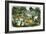 Pioneers' Camp at Sunset Along the Oregon Trail, 1850s-null-Framed Giclee Print