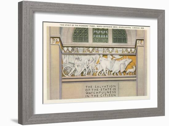 Pioneers Panel, State Capitol, Lincoln, Nebraska-null-Framed Art Print