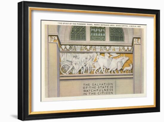 Pioneers Panel, State Capitol, Lincoln, Nebraska-null-Framed Art Print