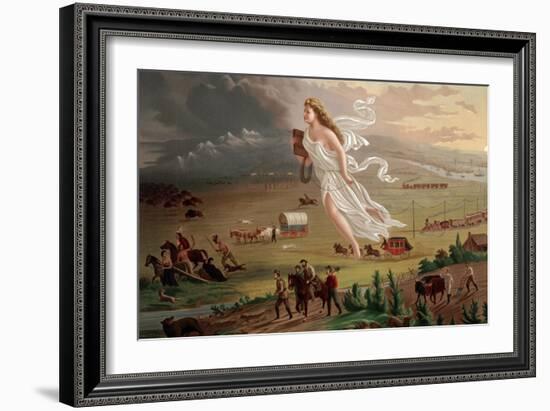 Pioneers Travel West by Rail and Wagon-null-Framed Art Print