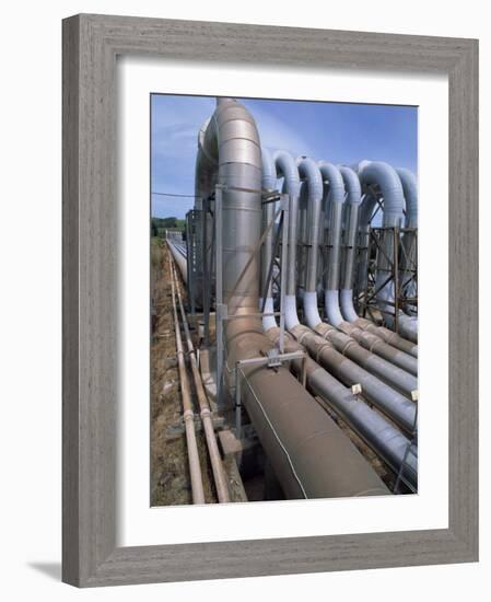 Pipeline Carrying Steam Through the Wairakei Thermal Valley, North Island, New Zealand, Pacific-Jeremy Bright-Framed Photographic Print