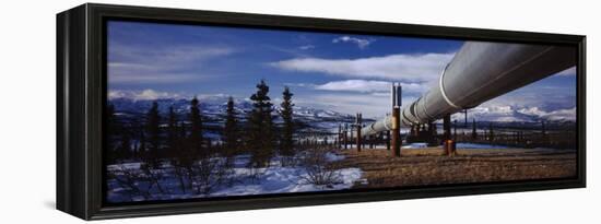 Pipeline Passing Through a Snow Covered Landscape, Trans-Alaskan Pipeline, Alaska, USA-null-Framed Premier Image Canvas