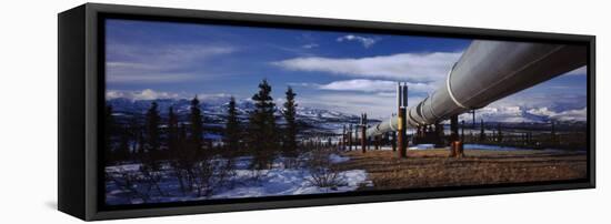 Pipeline Passing Through a Snow Covered Landscape, Trans-Alaskan Pipeline, Alaska, USA-null-Framed Premier Image Canvas