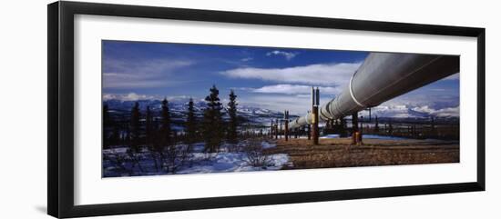 Pipeline Passing Through a Snow Covered Landscape, Trans-Alaskan Pipeline, Alaska, USA-null-Framed Photographic Print