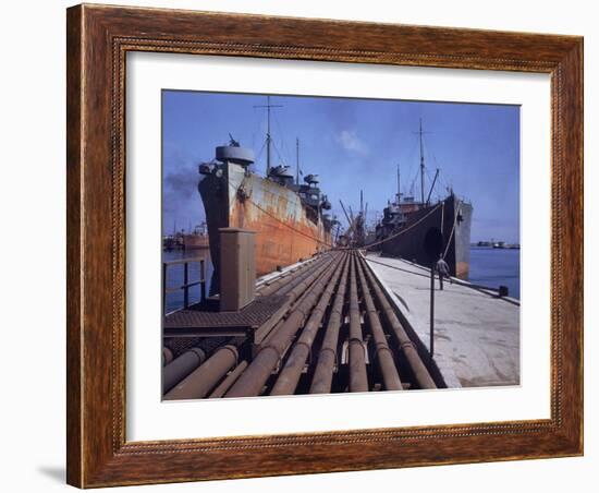 Pipeline Running to Loading Pier at Oil Refinery-Dmitri Kessel-Framed Photographic Print