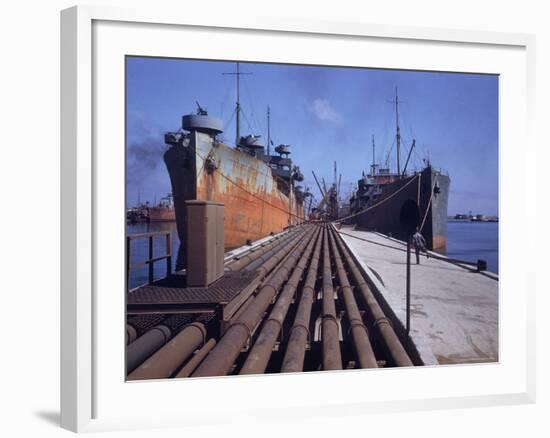 Pipeline Running to Loading Pier at Oil Refinery-Dmitri Kessel-Framed Photographic Print