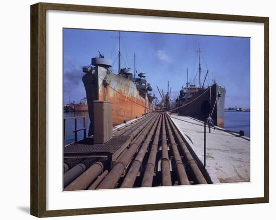 Pipeline Running to Loading Pier at Oil Refinery-Dmitri Kessel-Framed Photographic Print