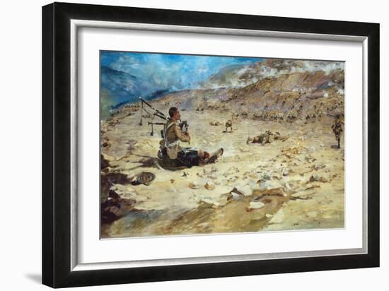 Piper George Findlater (1872-1942) of the Gordon Highlanders Earning the Victoria Cross at Dargai…-Edward Matthew Hale-Framed Giclee Print