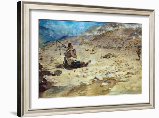 Piper George Findlater (1872-1942) of the Gordon Highlanders Earning the Victoria Cross at Dargai…-Edward Matthew Hale-Framed Giclee Print