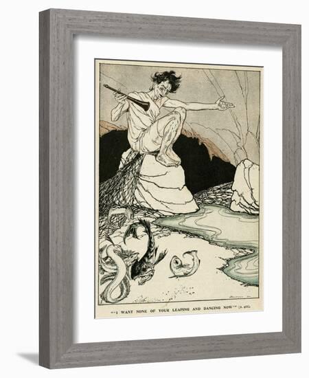 Piper Watching Fish Leaping and Dancing on the Shore-Arthur Rackham-Framed Art Print